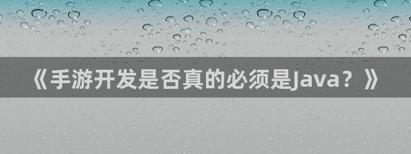 庄闲的游戏：《手游开发是否真的必须是Java？》